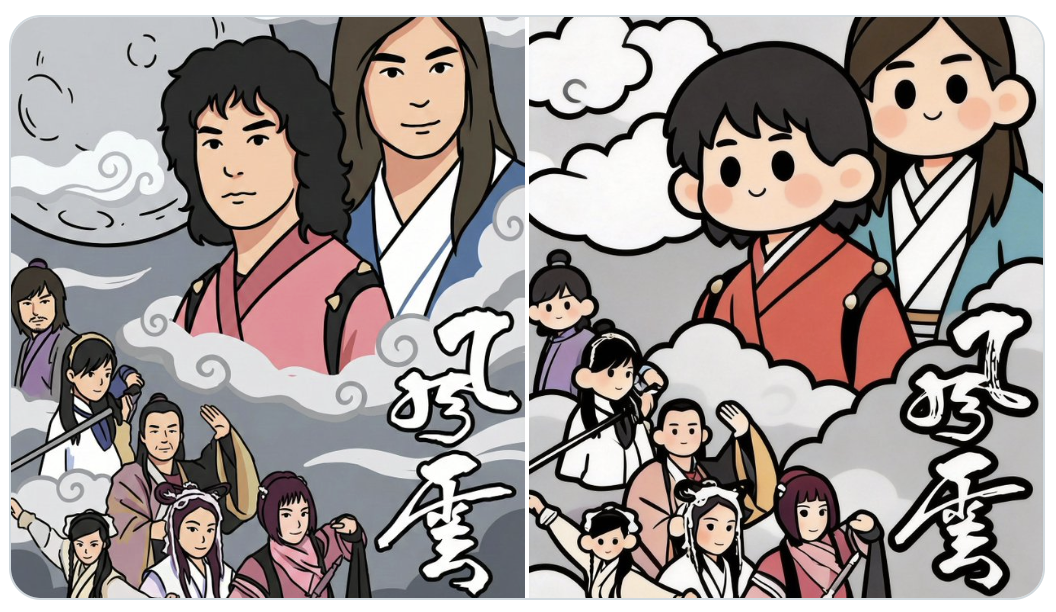 优化后提示词：生成极具辨识度的2D扁平卡通插画风格，极粗的黑色轮廓线描边，手绘矢量感，Q版可爱人物造型，赛璐珞平涂上色（大色块，无渐变），高对比度配色。纯粹的插画作品，无任何游戏UI界面。