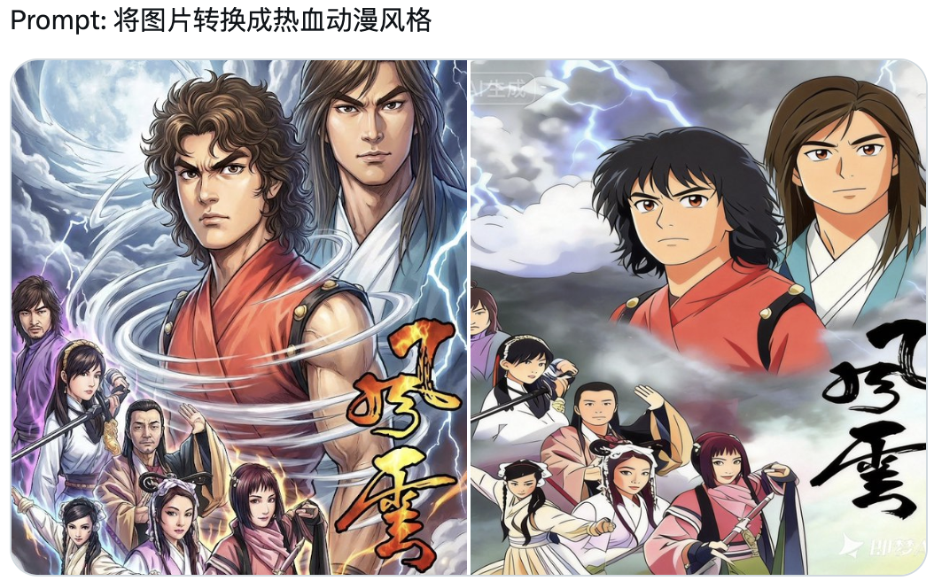 原提示词：将图片转换成热血动漫风格